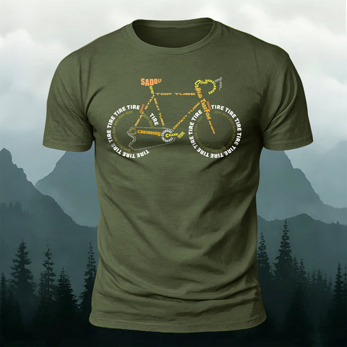 100% Cotton Letter Cycling Pattern Casual T-Shirt