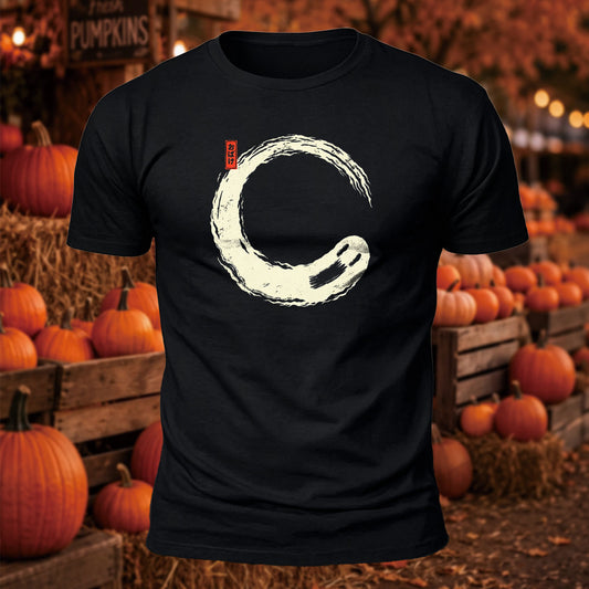 Japanese Enso Ghost Printed Short Sleeve T-Shirt