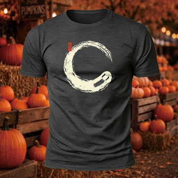 Japanese Enso Ghost Printed Short Sleeve T-Shirt