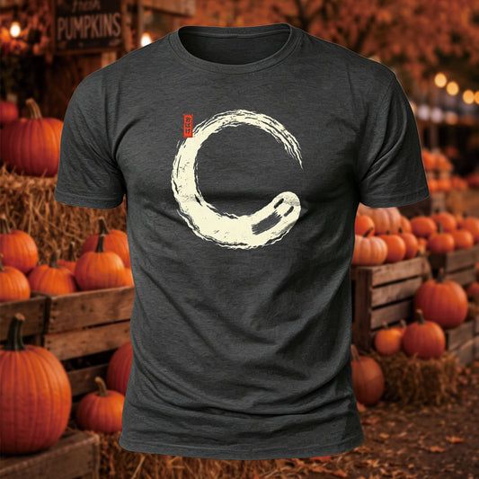 Japanese Enso Ghost Printed Short Sleeve T-Shirt