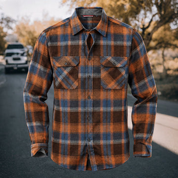 Men's Vintage Plaid Flannel Long Sleeve Shirt