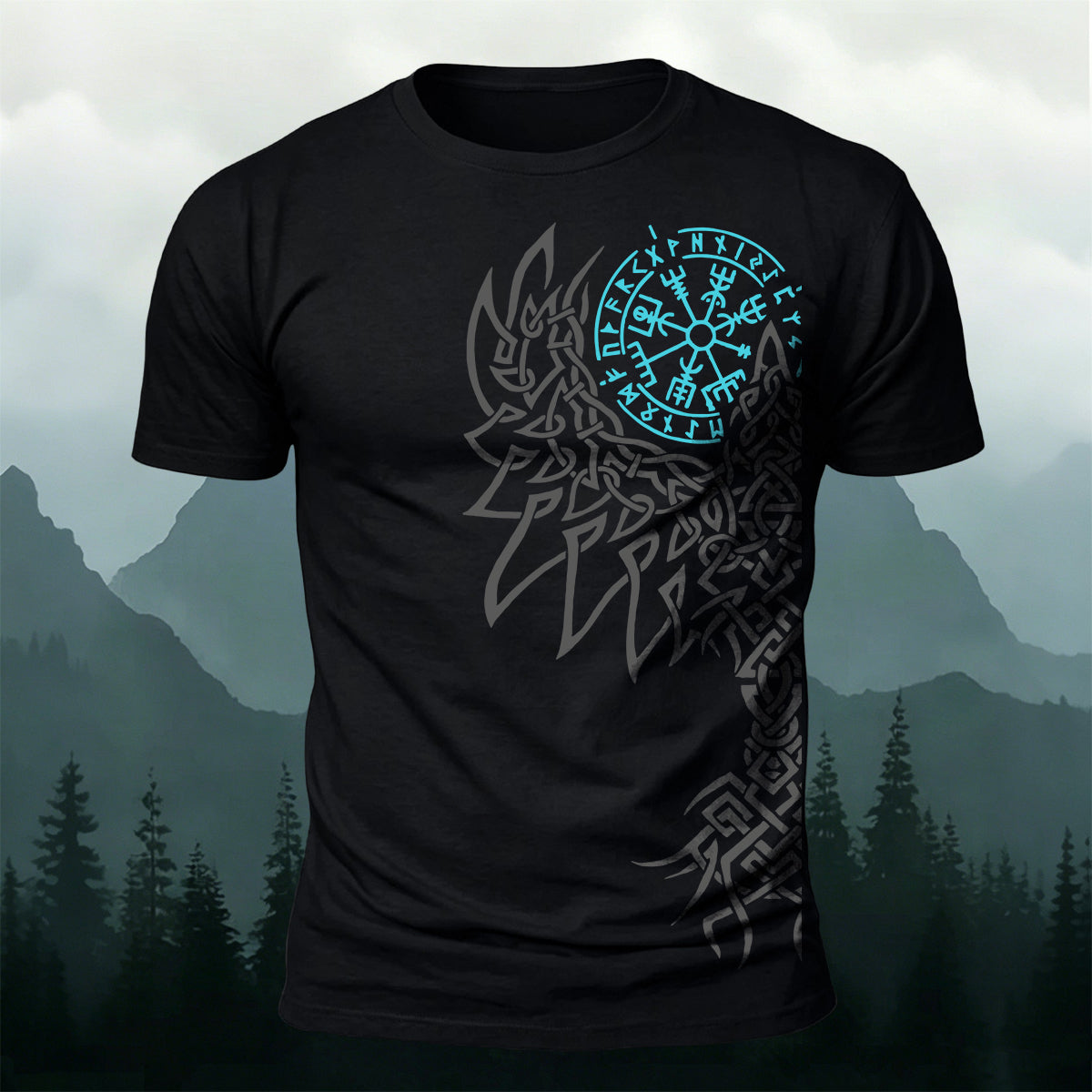Giant Wolf Mythological Totem Print  Casual Cotton T-Shirt