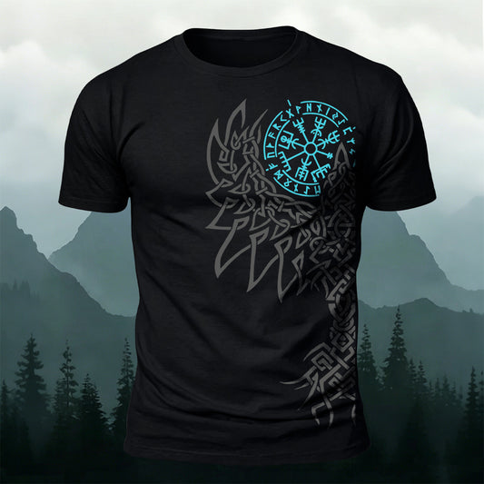 Giant Wolf Mythological Totem Print  Casual Cotton T-Shirt