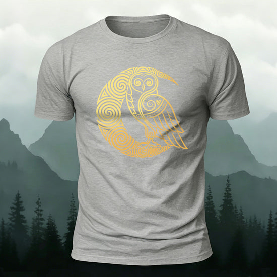 Cartoon Bird Pattern Breathable Material Casual T-shirt Grey