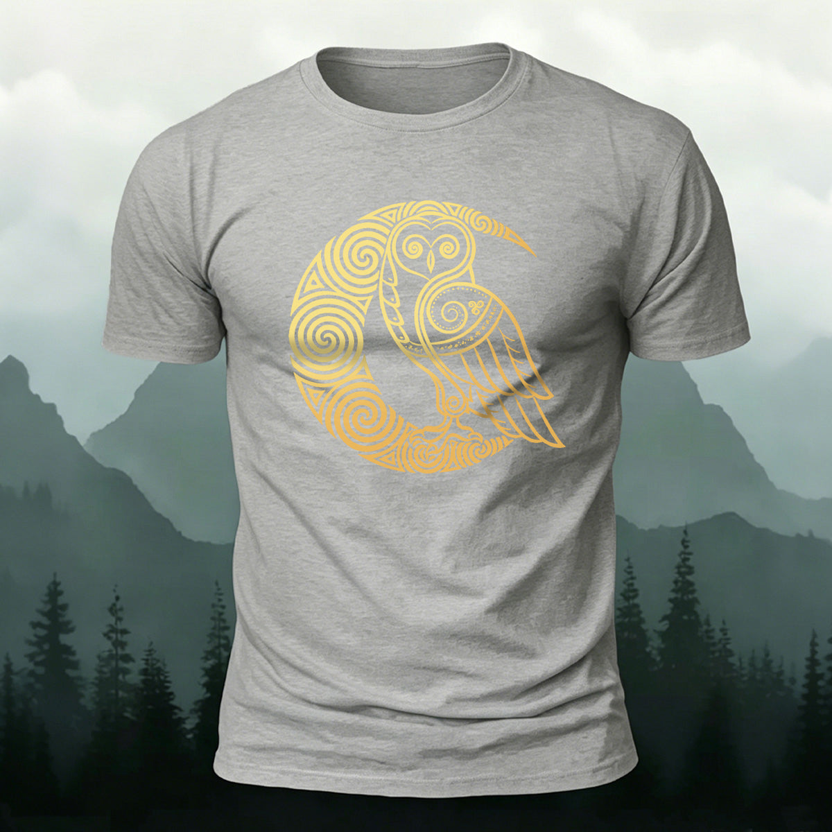 Cartoon Bird Pattern Breathable Material Casual T-shirt Grey