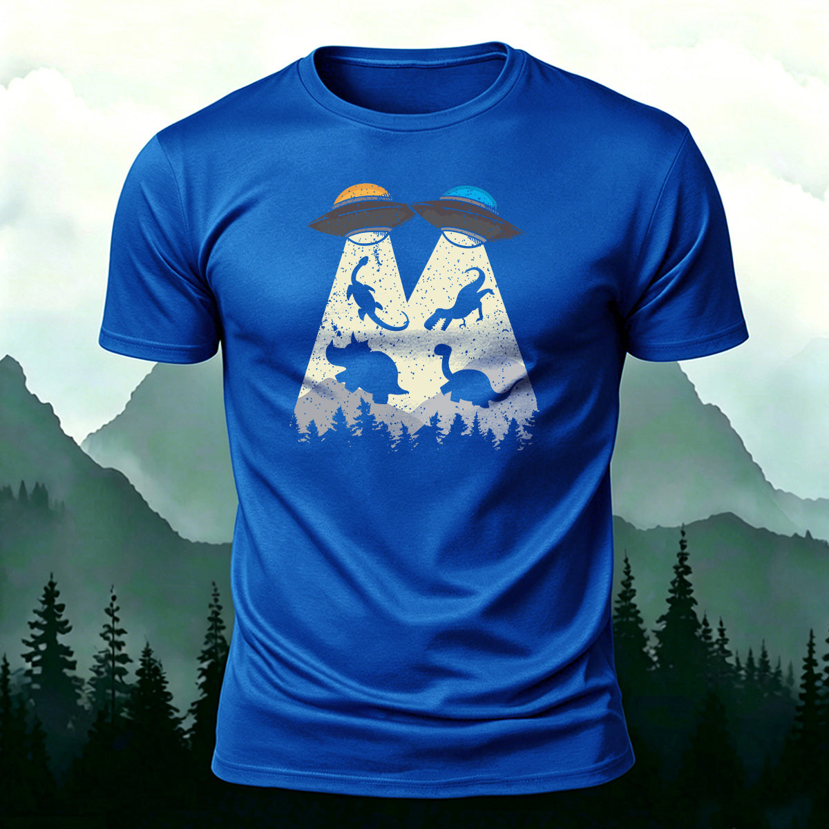 Alien Spaceship Design Casual Cotton T-Shirt