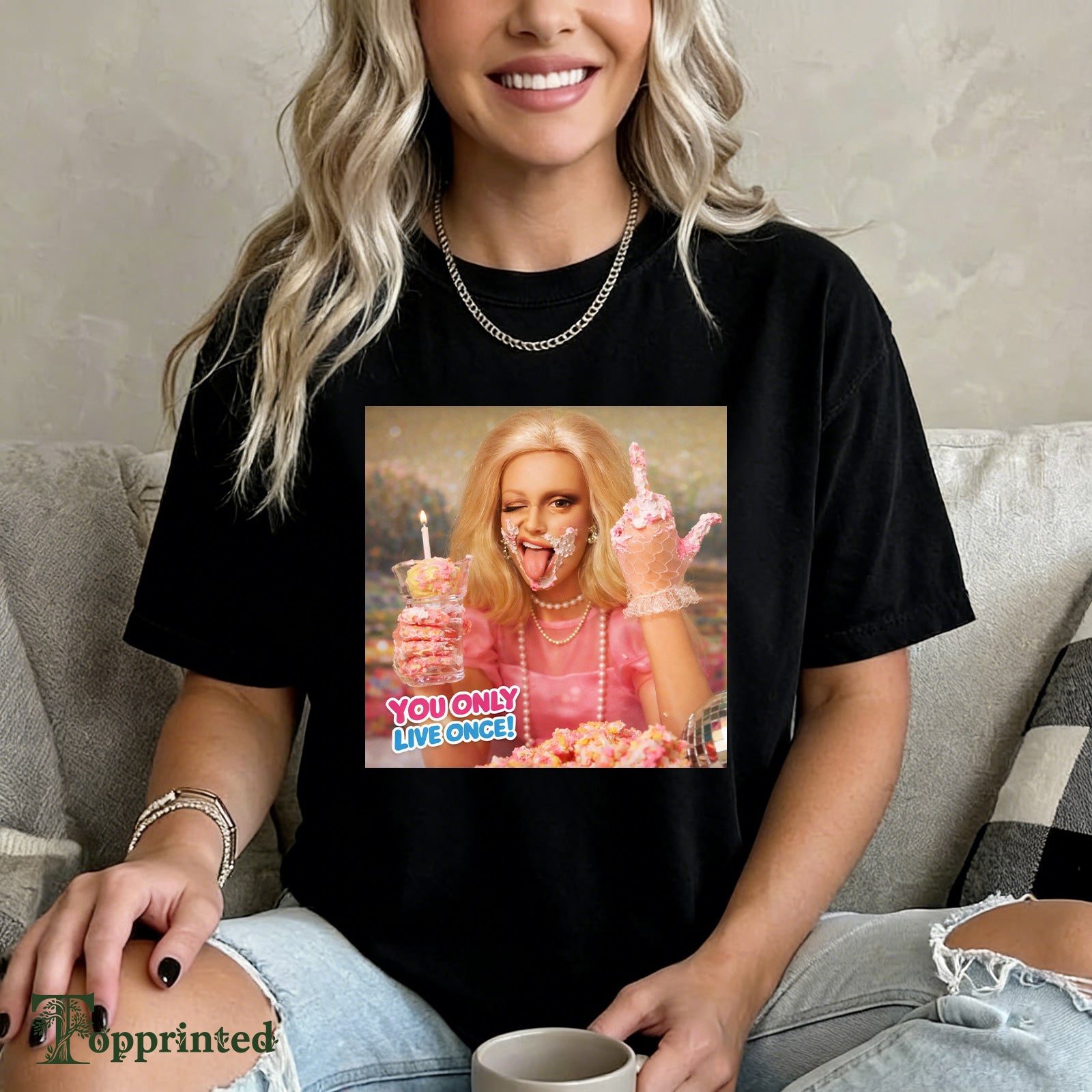 Meme You Only Live Once Cotton Printed T-Shirt