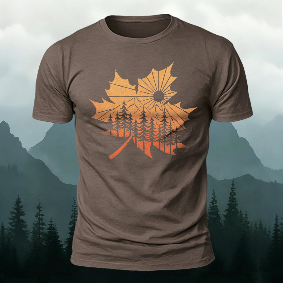 Maple Leaf Pattern Premium Cotton T-Shirt