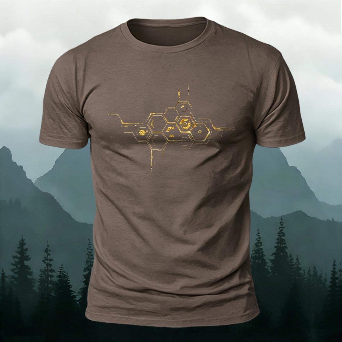 Trendy Street-style Honeycomb Pattern 100% Cotton Tee