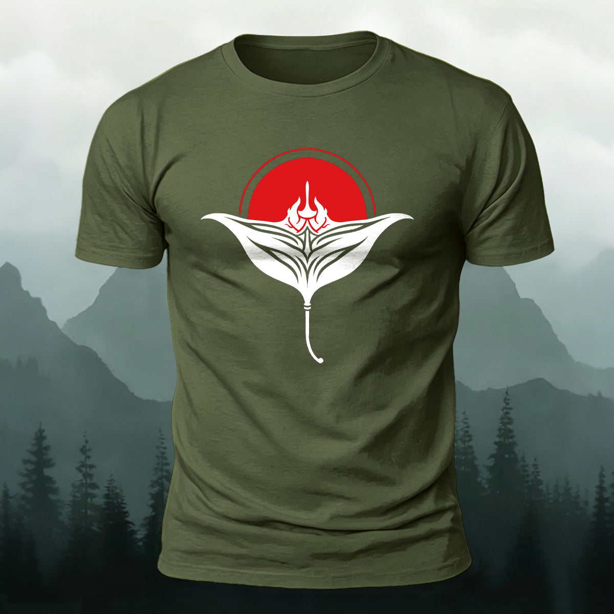 Manta Ray Red Sun Nature Skin-Friendly T-Shirt