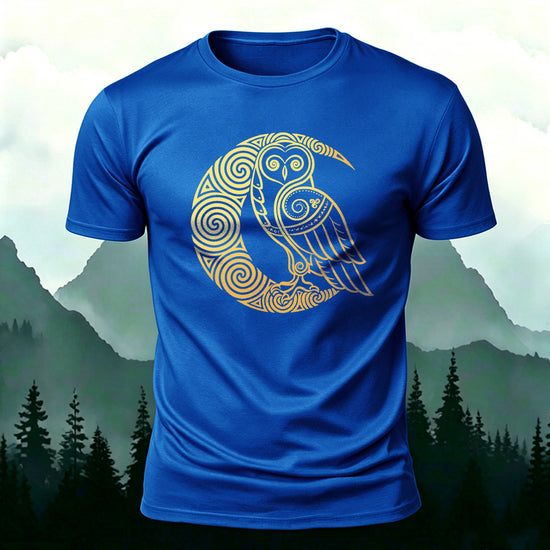 Cartoon Bird Pattern Breathable Material Casual T-shirt Blue