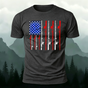 American-style Fishing Rod Pattern Cotton T-shirt