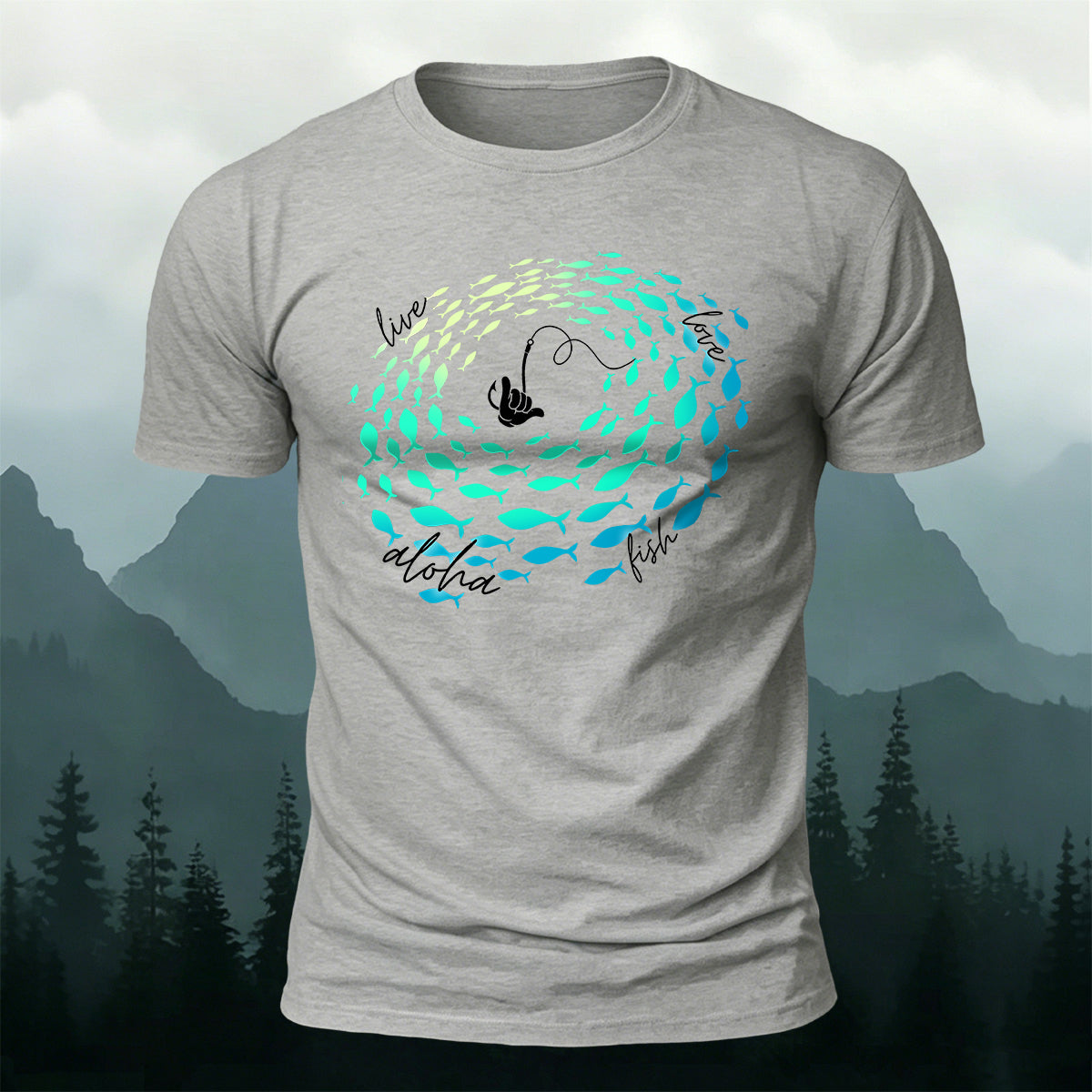 Stylish Fishing-Print Soft-Touch Cotton T-Shirt