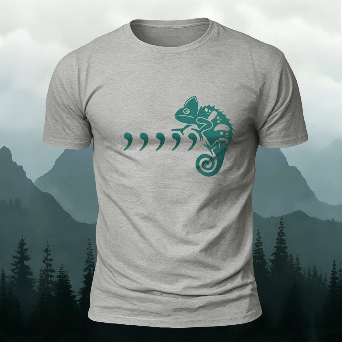 Comma Seahorse Cartoon Print Outdoor Casual Cotton T-Shirt