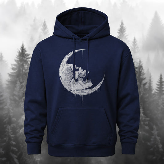 Cotton-Blend Dark Skull-Print Casual Hoodie