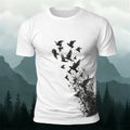 Flying Birds Print Casual 100% Cotton T-Shirt