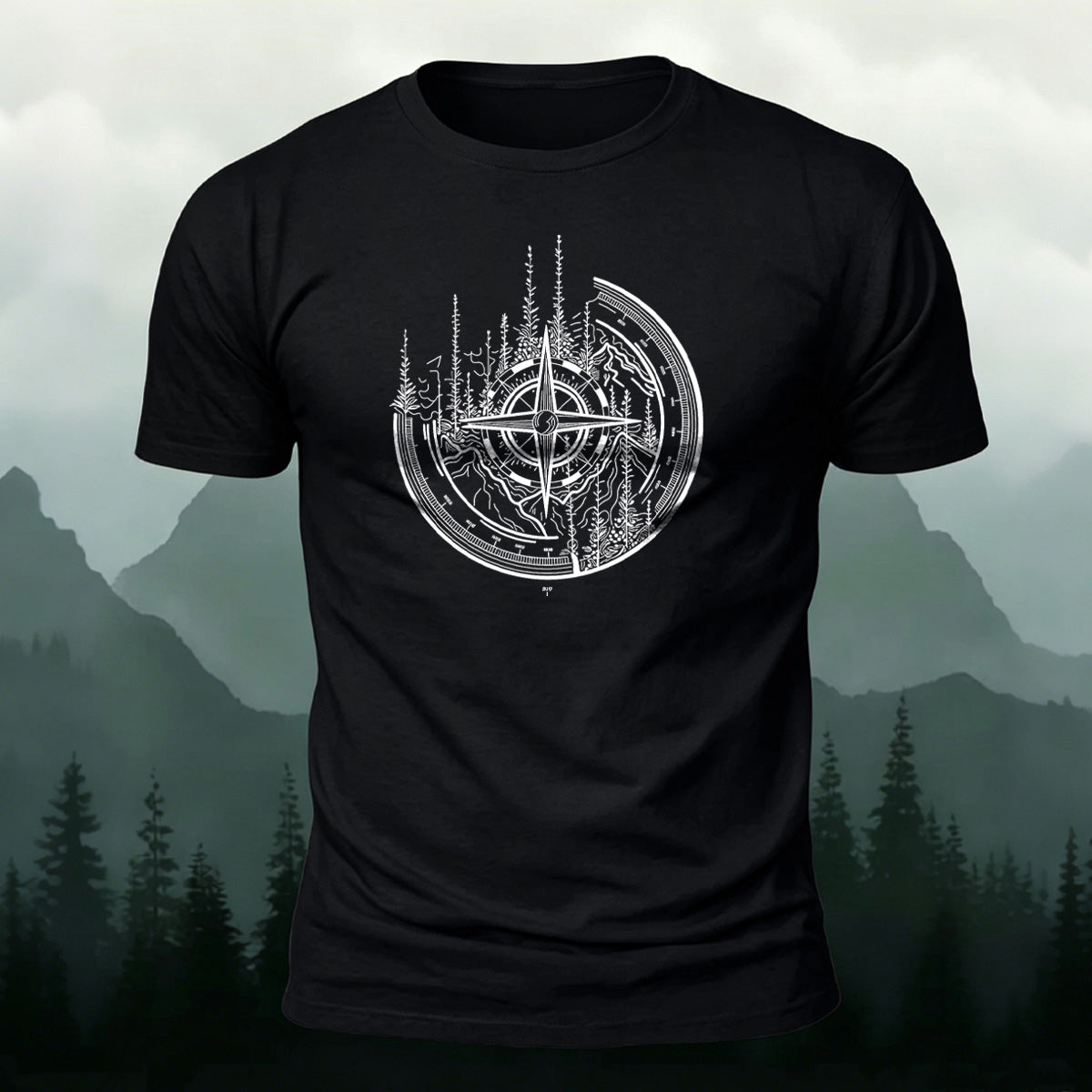 Design-style Pattern Outdoor Trendy Premium Cotton Tee Black