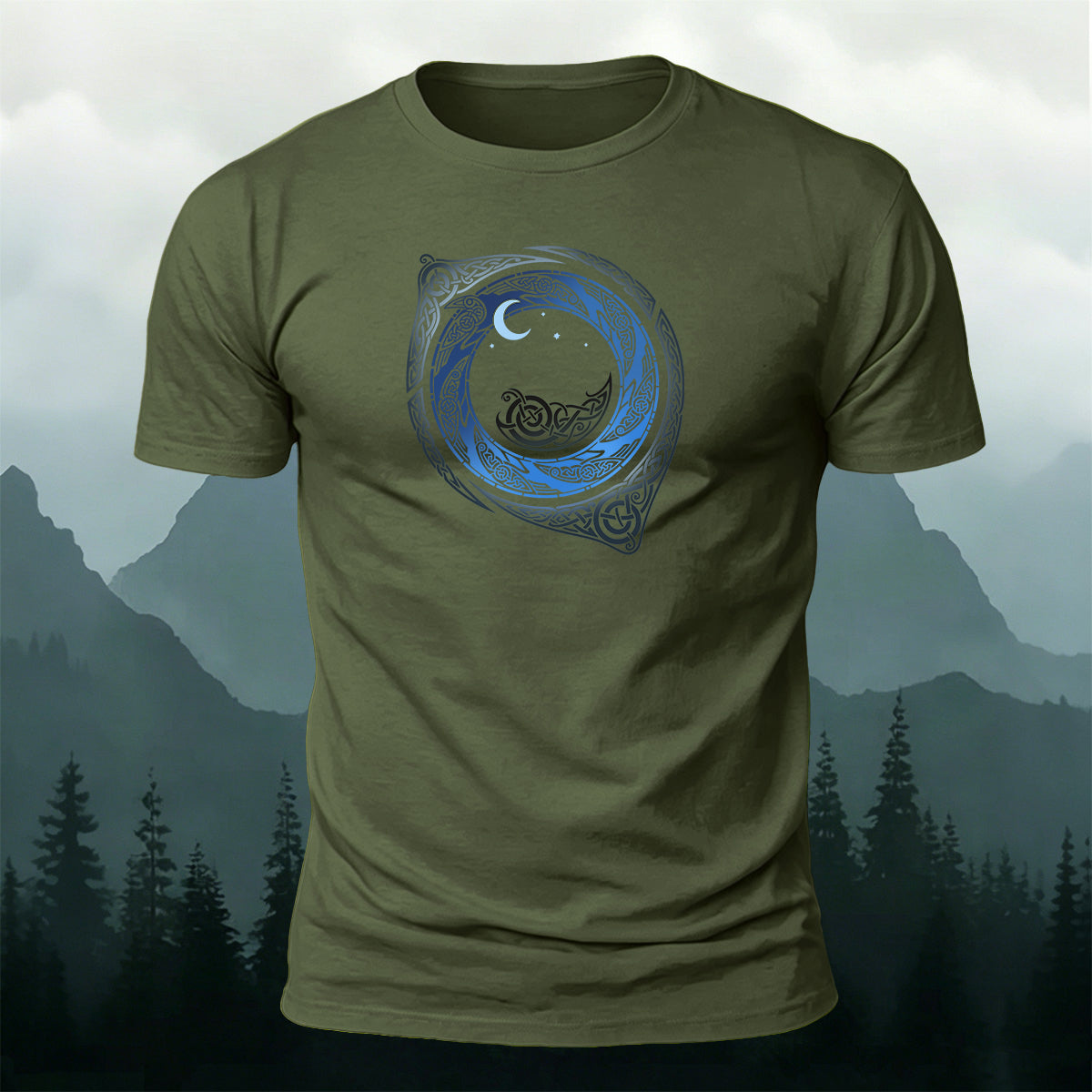 Spiral Mythical Totem Print Casual Cotton T-Shirt