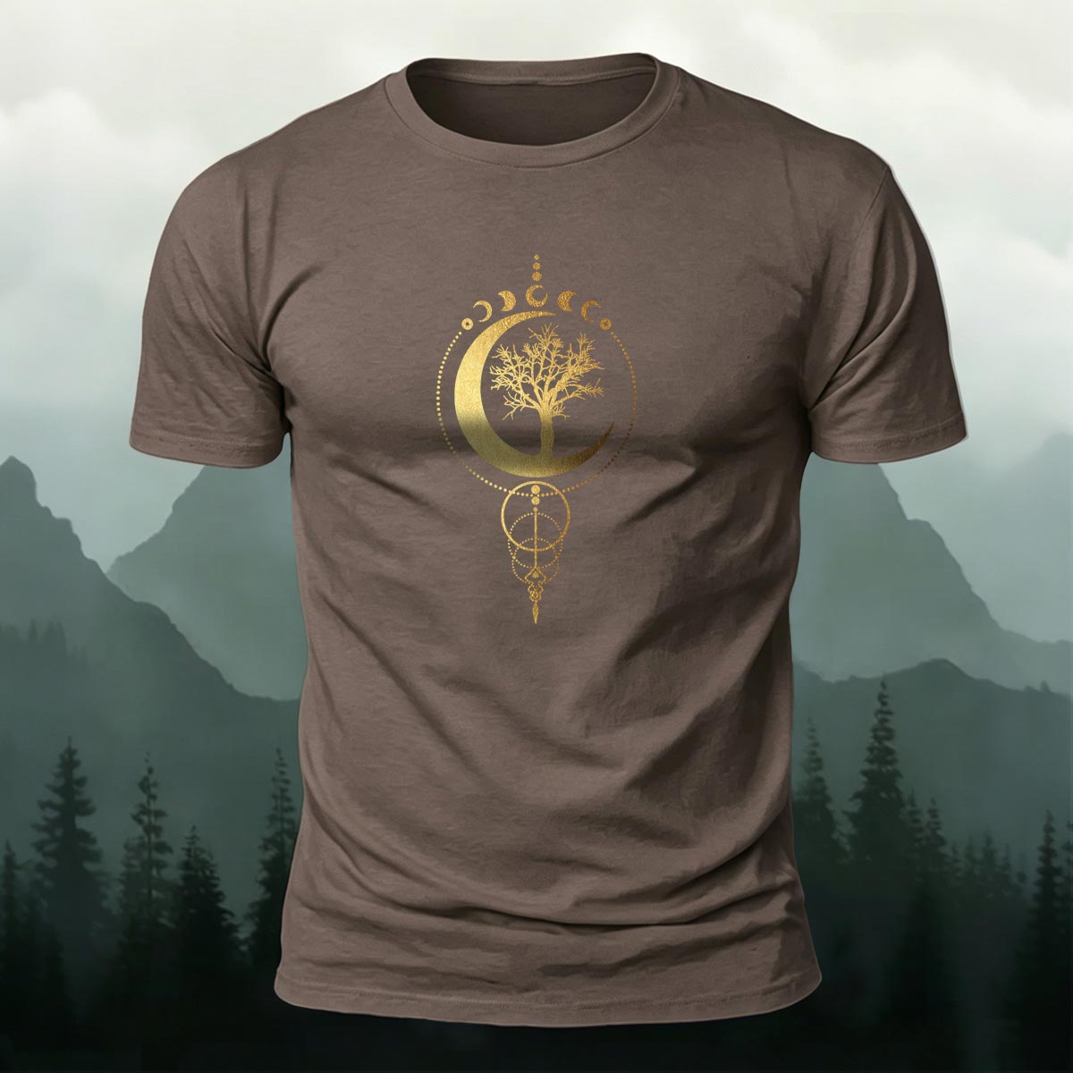 Forest Moon Art Print Casual Cotton T-Shirt