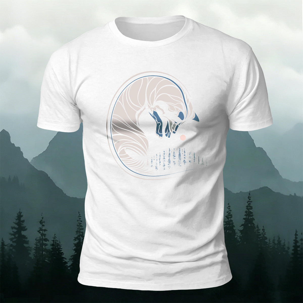 Fox Sketch Print Outdoor Comfort Cotton T-Shirt