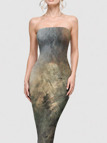 Retro Post-Apocalyptic Sexy Strapless Fitted Dress