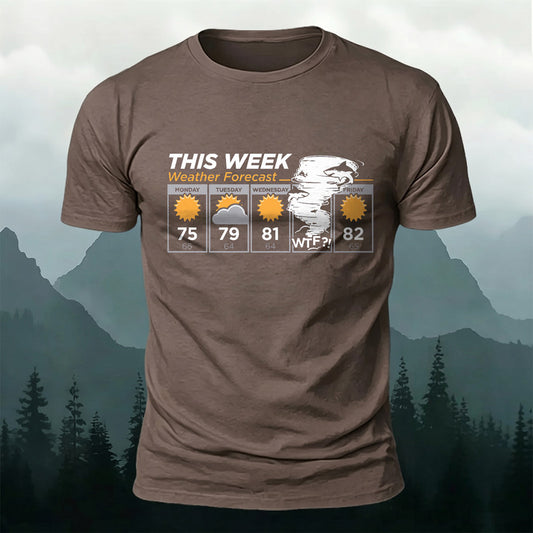 Premium Cotton Weather Forecast Print Casual T‑Shirt
