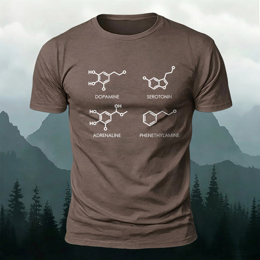 Premium Cotton Molecular Formula Print Casual T‑Shirt
