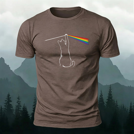 Premium Cotton Cat Refraction Printed T-Shirt