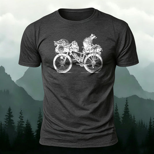 Soft Cotton Bikepacking Raccoons Touring Bicycle Casual T‑Shirt