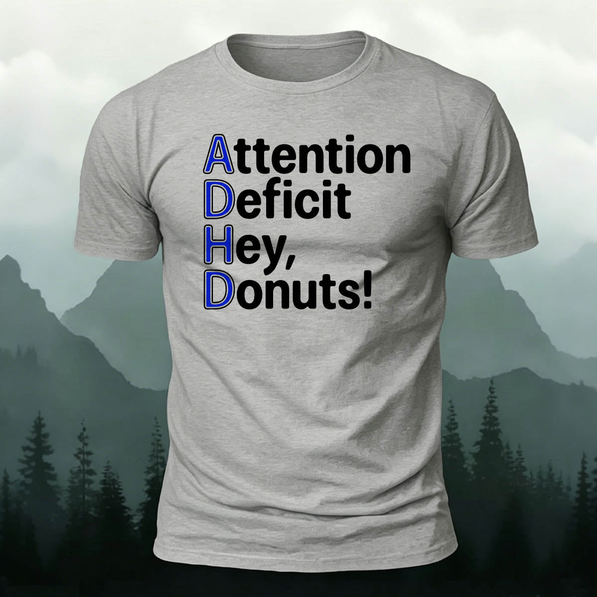 Premium Cotton ADHD Funny Sarcastic Text Print Tee