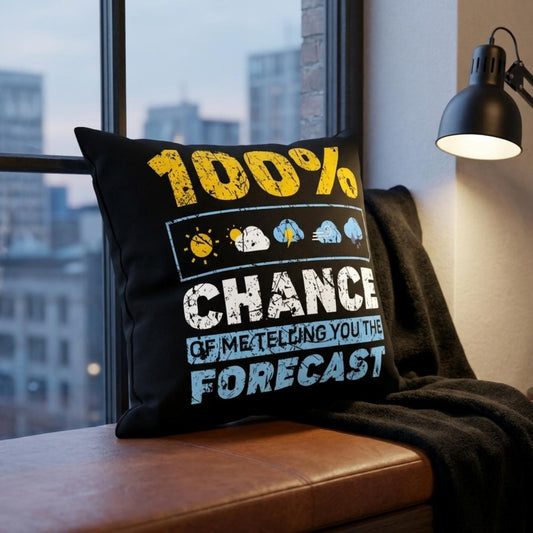 Linen Weather Quote Print Pillow
