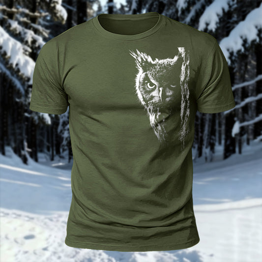 DTG Take A Peek Owl Printed Short Sleeve T-Shirt