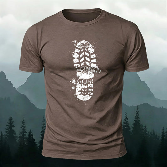 Premium Cotton Get Lost Shoe Print Casual T‑Shirt
