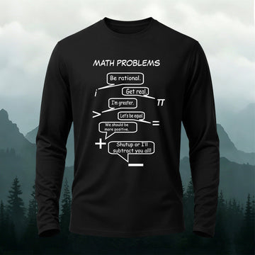 Premium Cotton Math Problems Printed Long Sleeve T-Shirt