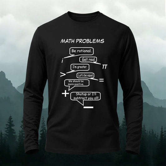 Premium Cotton Math Problems Printed Long Sleeve T-Shirt