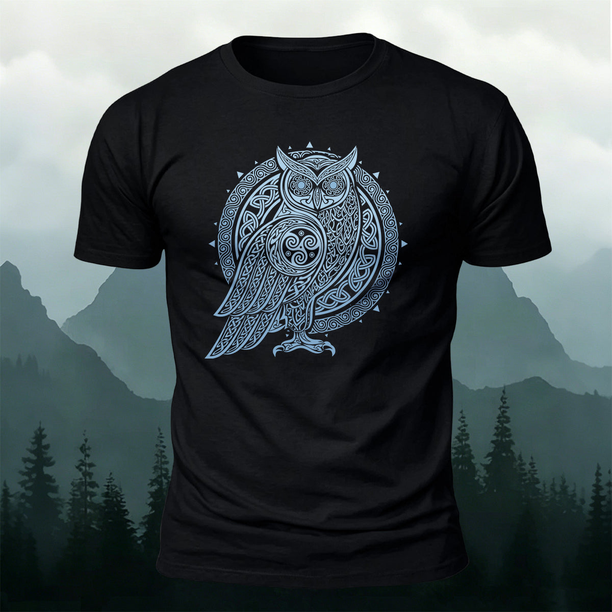Owl Silhouette Mythical Print Casual Cotton T-Shirt