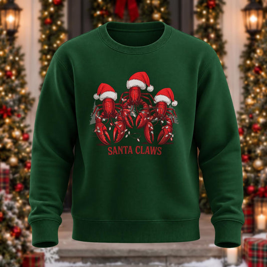 Santa Claws Printed Round Neck Sweatshirt