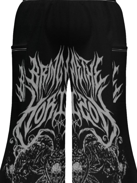 Women's Trendy Dark Gothic Print Side Pockets Polyester Pants