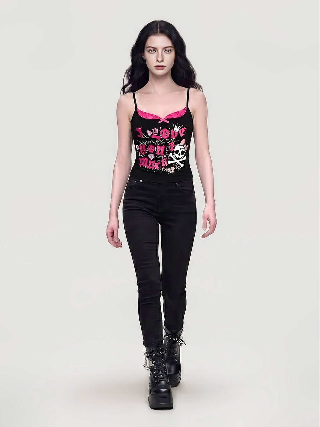 Sexy Lace-Trimmed Printed Fashion Tank Top