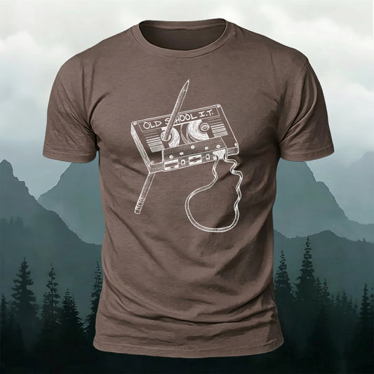 Combed Cotton Music-Themed Print Crew Neck T-Shirt