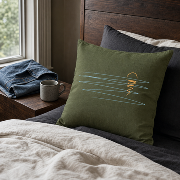 Linen Sunset Line Art Pillow