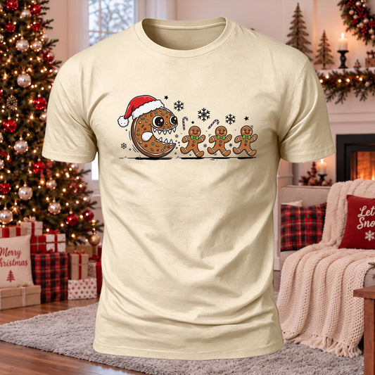 Christmas Gingerbread Man Printed Casual Short Sleeve T-Shirt