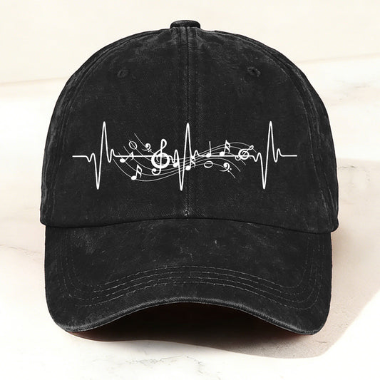 Music Note Printed Vintage Cap