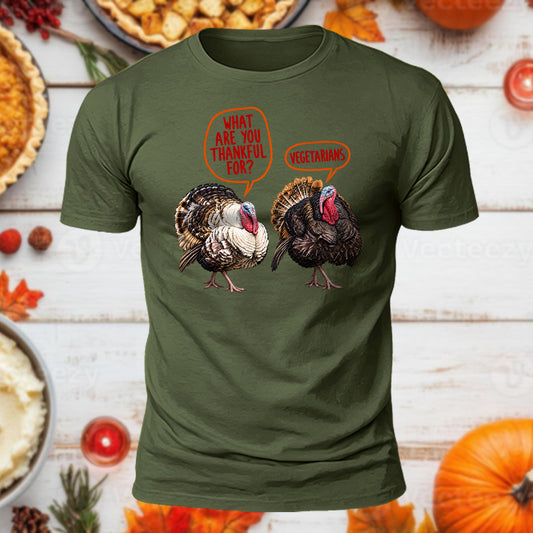 Thankful For Vegetarians Printed Short Sleeve T-Shirt