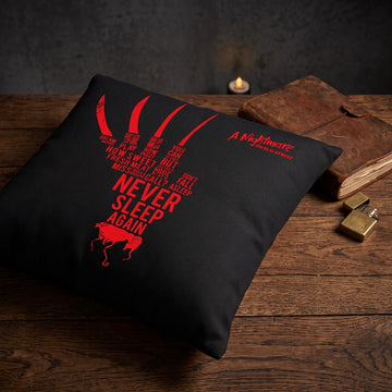 Linen Freddy Claw Typography Word Art Halloween Pillow