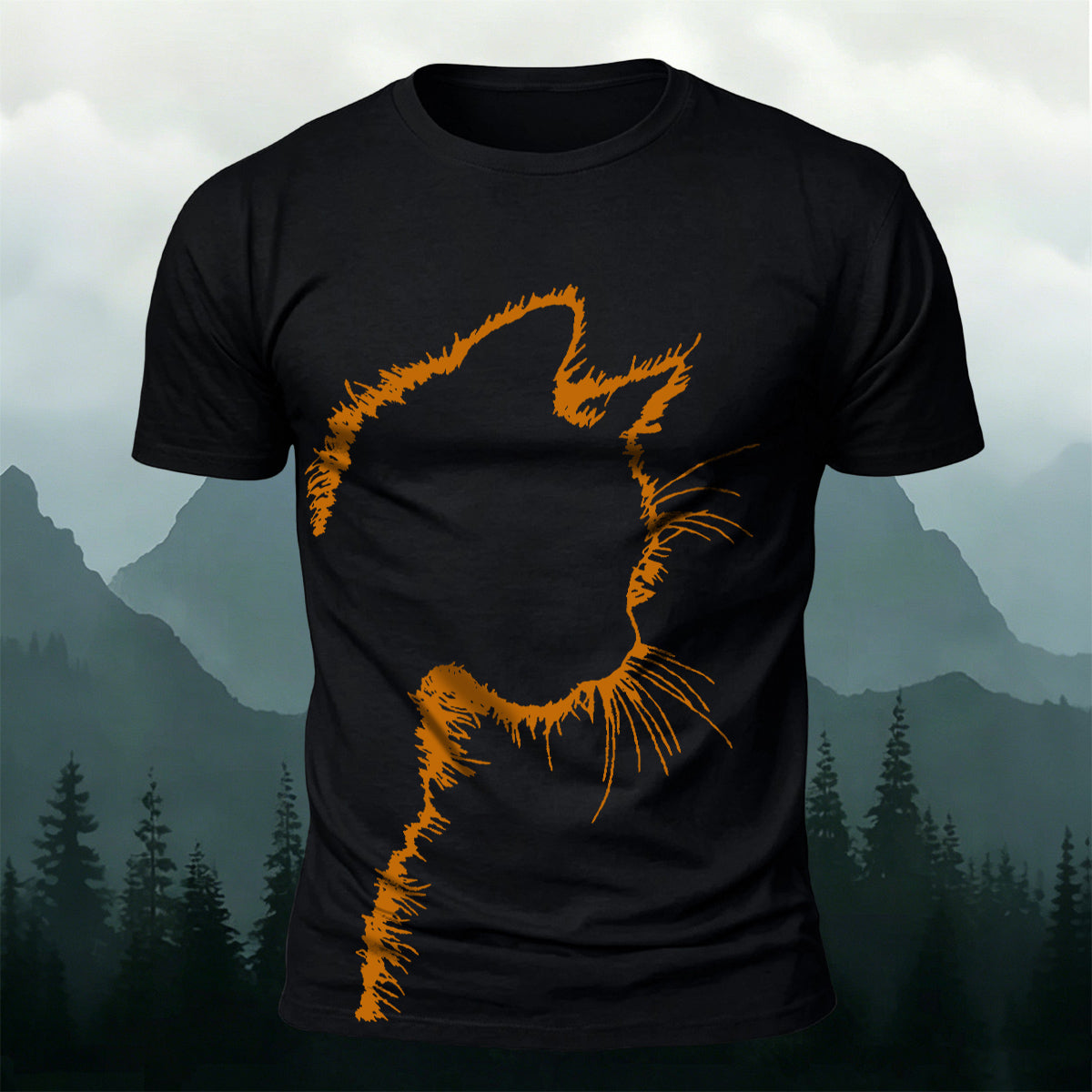 Sublimation Cat Head Casual Crew-Neck T-Shirt