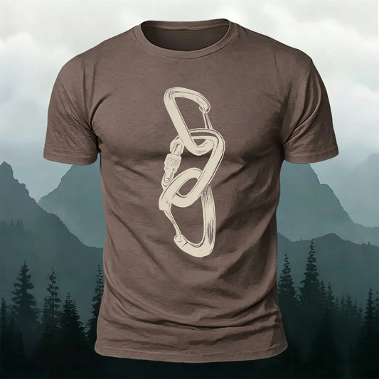 Soft Cotton Climbing Carabiner Print Casual T-Shirt