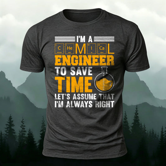 Soft Cotton Funny Chemical Engineer Print Casual T‑Shirt