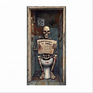 Polyester Skeleton Toilet Halloween Door Curtain
