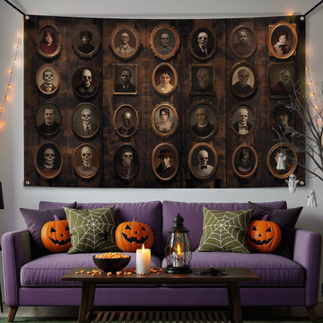 Polyester Spooky Portrait Halloween Tapestry